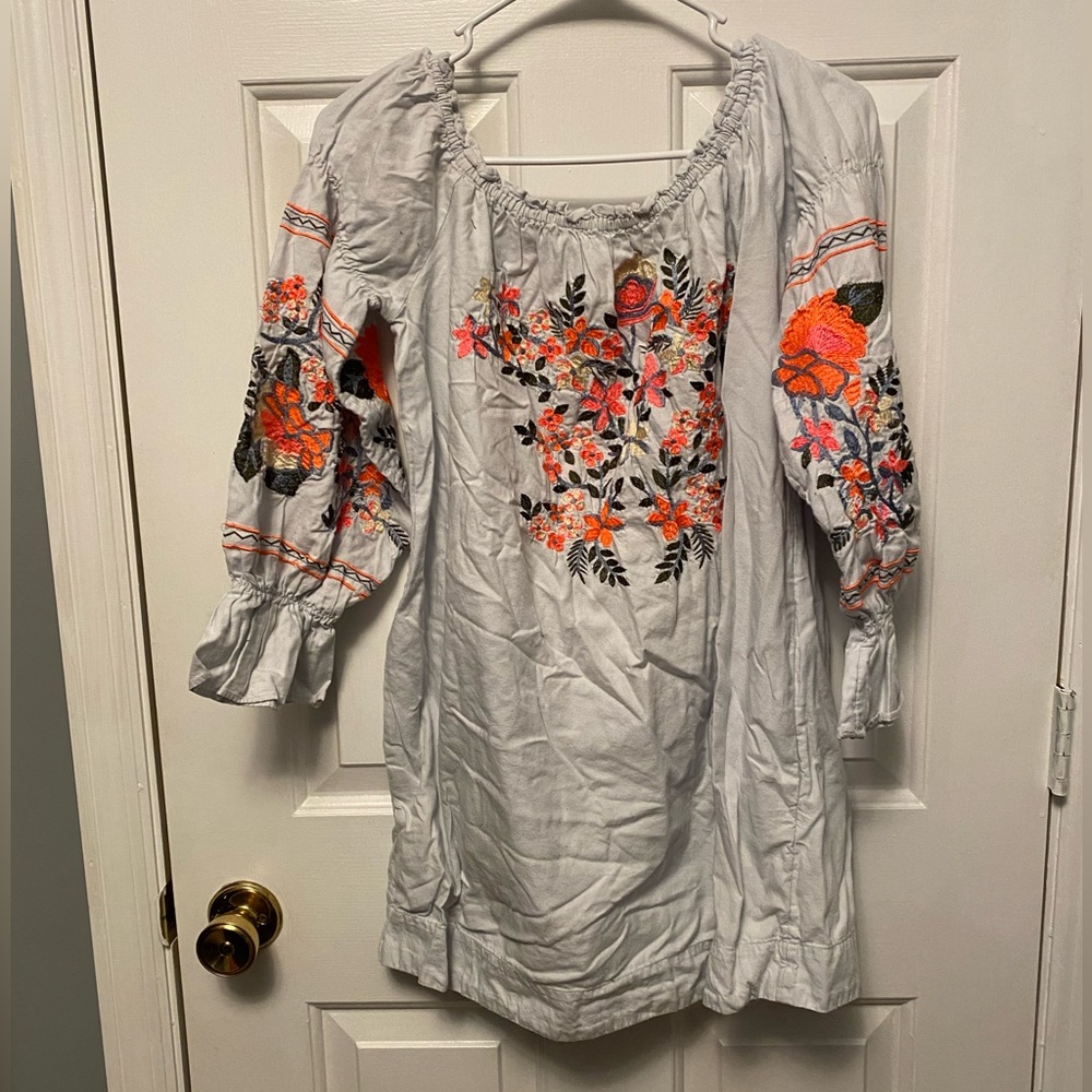 Free People embroidered off the shoulder floral dress